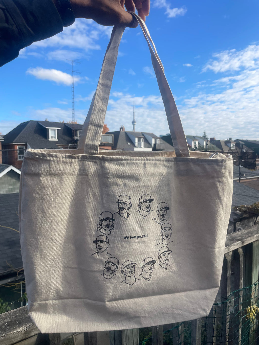 we love you, still. canvas tote.