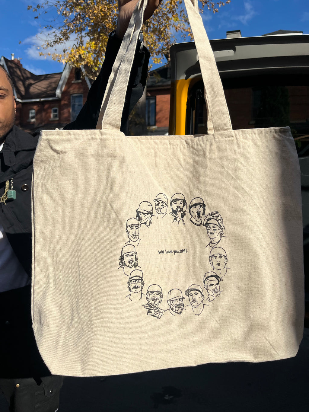 we love you, still. canvas tote.