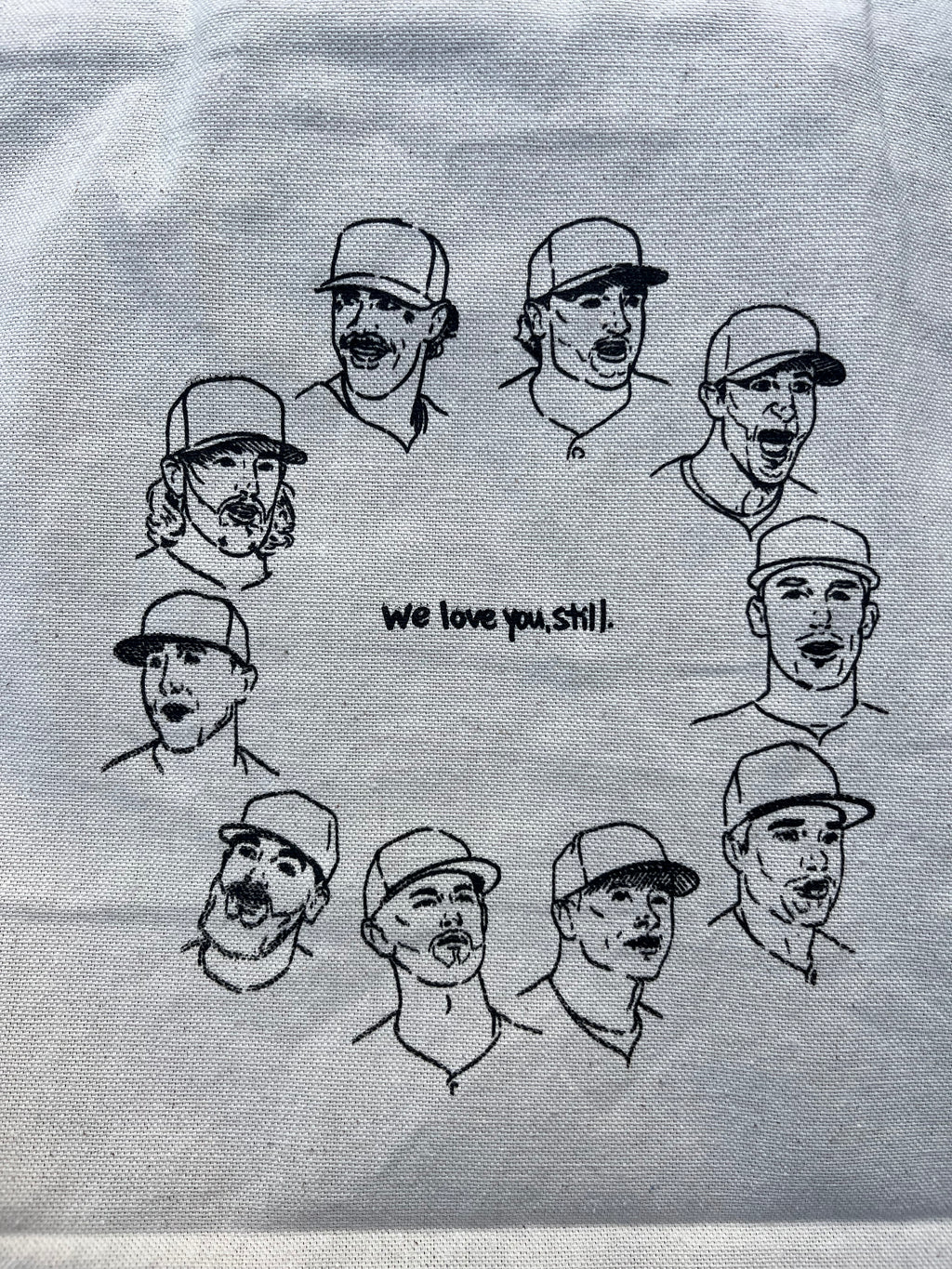 we love you, still. canvas tote.