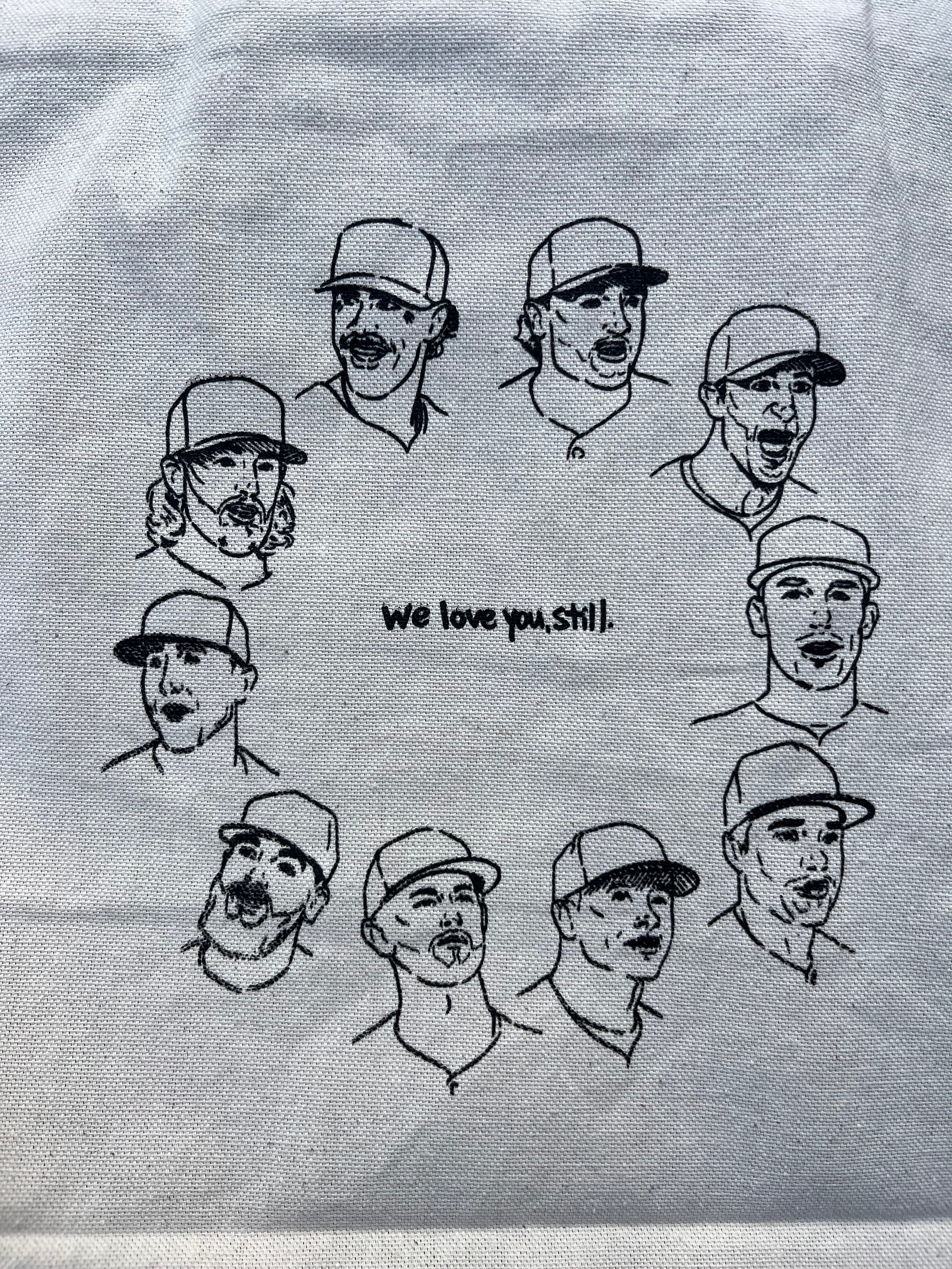 we love you, still. canvas tote.